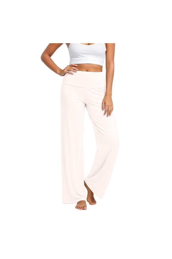 Loungewear Yoga Pants for Women Fold over Low Waist Wide Leg Sweatpants Flare Leggings Bell Bottoms Y2k Foldover Pants White S