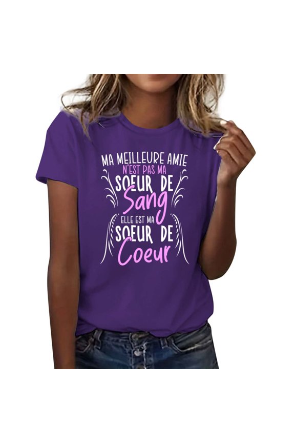 Ma Amie Elle Is My Sister De Coeur Comfort Colors Adult Heavyweight T-Shirt Purple L