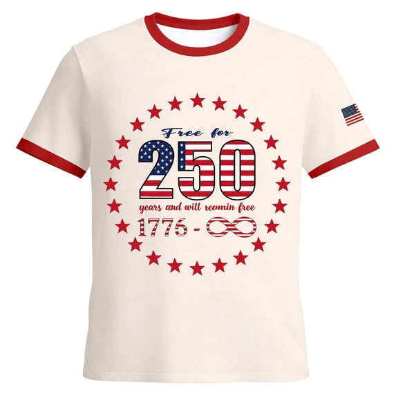 KHONTS Men's 250 Anniversary USA Shirt Crewneck Pullover Tops Shirts Short Sleeve T Shirt America Crew Neck Tees 06-White XL