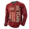 thumbnail image 1 of KHONTS 250 Years USA Flag T Shirts for Men Anniversary 250th Birthday Shirt Classic Fit Retro Long Sleeve T-Shirt Red XL, 1 of 3