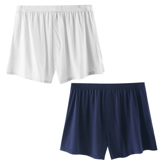KHONTS,Men's 2pc Boxer Shorts Soft and Breathable Knit Boxers for Men Moisture-Wicking Underwears White XL