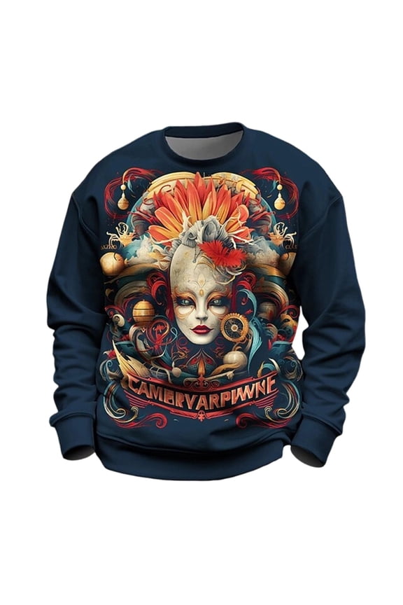 Men's 3D Printed Rave Sweatshirts Long Sleeve Crew Neck Fall Tees Casual Festive Carnival Tops Orange2 M