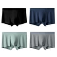 thumbnail image 1 of KHONTS,Men's 4pc Ice Silk Boxer Briefs Breathable Mesh Underwear with U-Pouch, Seamless & Moisture Wicking Modal Men's Boxers Black XXXL, 1 of 3