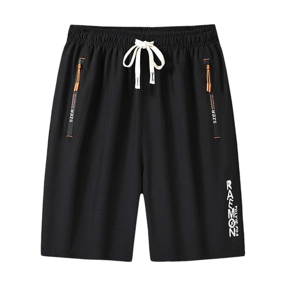 KHONTS Men's Athletic Shorts Running Shorts Workout Shorts Lightweight Gym Basketball Shorts with Zipper Pockets Black XXXXXXXL