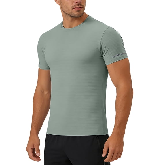 KHONTS Men's Athletic Workout Tees Lightweight Crewneck T-Shirts Running Gym Casual Work Shirts Green L