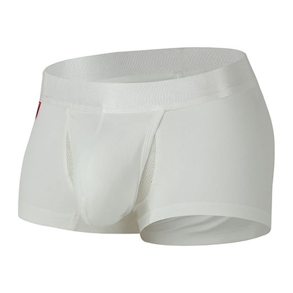 KHONTS,Men's Ball Underwear Pouch Boxer Briefs Boy Shorts Jock Strap Enhancer Athletic Male Comfortable Ball Pouch White M
