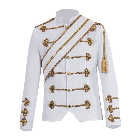 KHONTS Men's Blazer Jacket Nightclub Bar Dress Themed Parties Gothic Jackets White XL