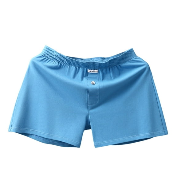 KHONTS,Men's Boxer Shorts Soft Breathable Cotton Underwear Shorts Relaxed Fit Stretch Shorts Blue XL