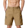 thumbnail image 1 of KHONTS Men's Cargo Shorts Lightweight Work Shorts Elastic Waist Casual Pants for Golf Hiking Casual with Zipper Pockets Khaki XXXL, 1 of 4