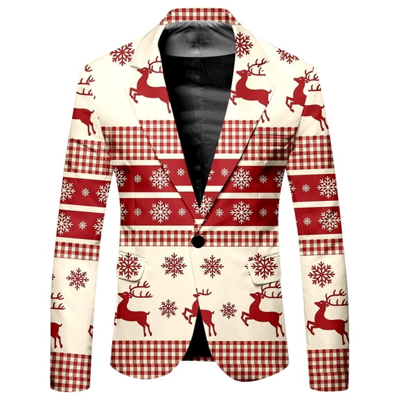 KHONTS Men's Casual Blazer One Button Lightweight Sports Coat with Pockets Slim Fit Lapel Jacket Business Suit 02-Red M