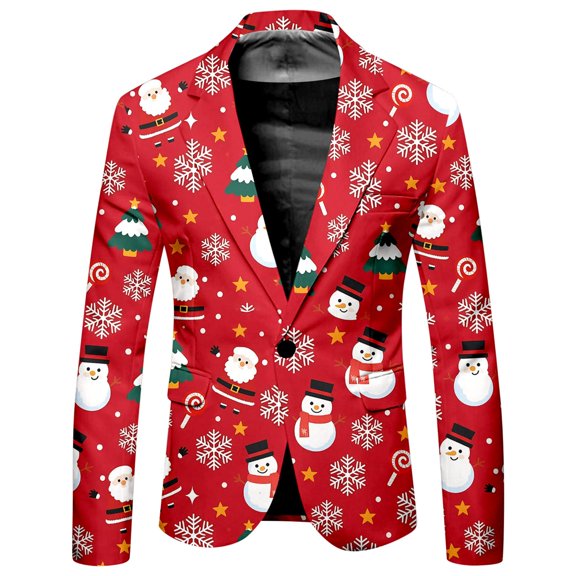 KHONTS Men's Casual Blazer One Button Lightweight Sports Coat with Pockets Slim Fit Lapel Jacket Business Suit 05-Red S