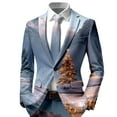 thumbnail image 1 of KHONTS Men's Christmas Blazer Jacket Xmas Snowflake Print Long Sleeve Open Button Business Office Jacket Work Blazers 11-Light Purple L, 1 of 3