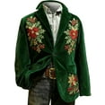 thumbnail image 1 of KHONTS Men's Christmas Blazer Vintage Holiday Corduroy Suit Jacket Slim Fit Fashion Casual Sport Coat Trendy Winter Colthes 07-Dark Green L, 1 of 3
