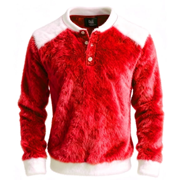KHONTS Men's Christmas Sweatshirts Button Fluffy Fuzzy Color Block Oversize Long Sleeve Santa Xmas Sweater RD2 XXL