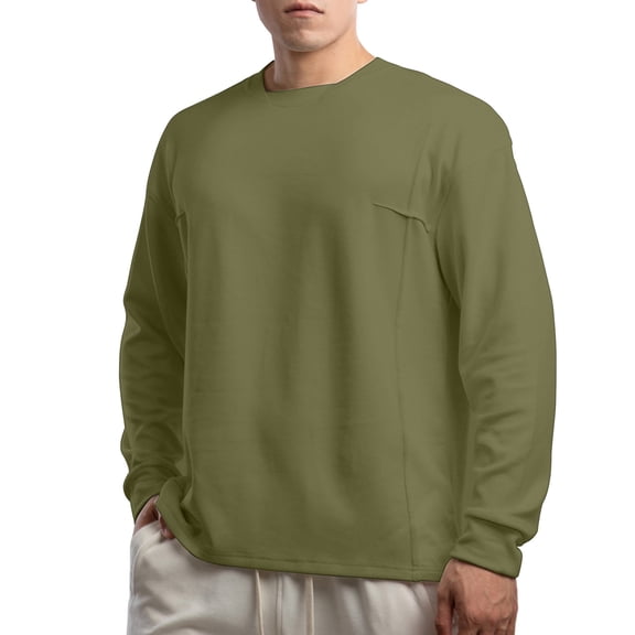 KHONTS Men's Crewneck Casual Sweatshirt Long Sleeve Fashion Pullovers Tops Fall Baggy White Tee Green XL