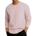 thumbnail image 1 of KHONTS Men's Crewneck Sweatshirts Soild Color Geometric Texture Long Sleeve Casual Pullover Shirts Pink XXL, 1 of 4
