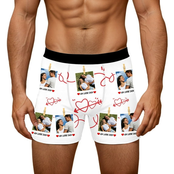 KHONTS Men's DIY Personalized Boxers Husband Boyfriend Funny Boxers for Men Valentine's Day Birthday for Him White XL