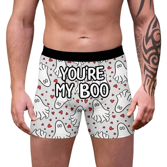 KHONTS Men's Funny Boxers Stretchy Tag Free Breathable Underwear Soft Comfy Underpants Light Gray M