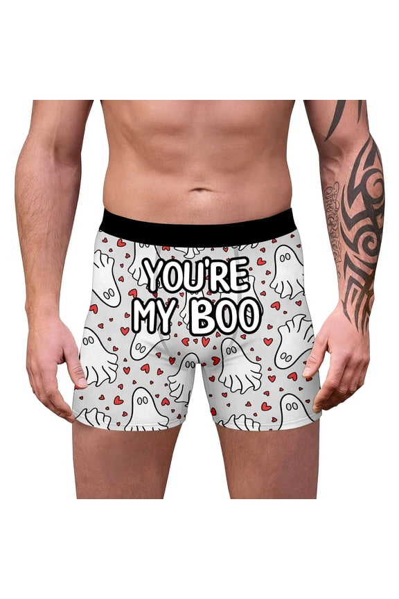 Men's Funny Boxers Stretchy Tag Free Breathable Underwear Soft Comfy Underpants Light Gray XXL