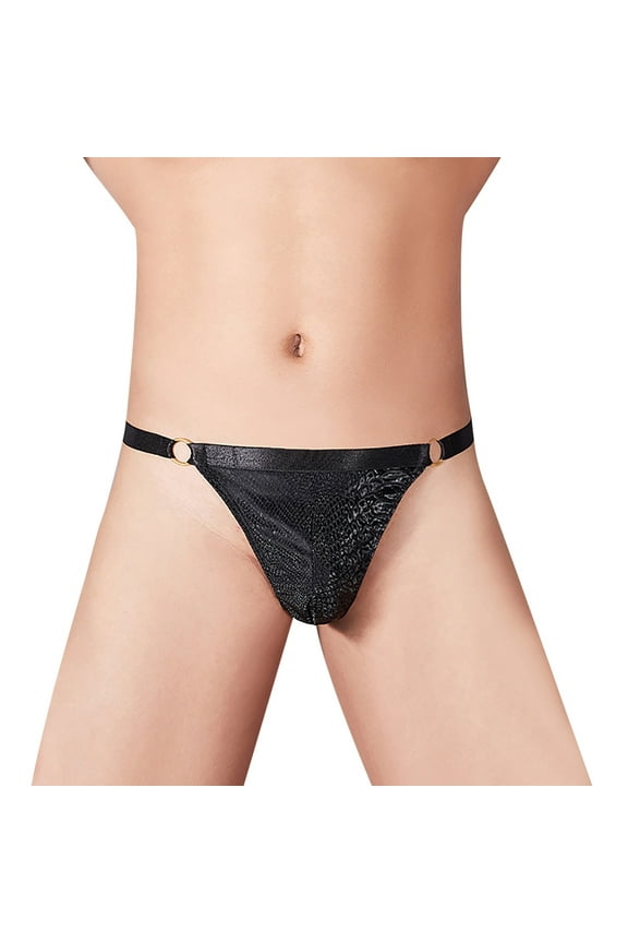 ,Men's G-String Thong Underwear Snake Leopard Print Briefs Low Rise Sexy Hot Shorts Lingerie Soft T-Back Thong C One Size