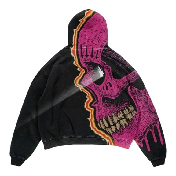 KHONTS Men's Graphic Printed Hooded Sweatshirts Loose Fit Hop Hoodies Streetwear Sports Outdoor Pop Pullovers Hot Pink3 XL