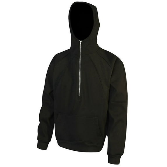 KHONTS Men's Half Zip Long Sleeve Hoodies Fleece Crop Pullover Sweatshirts Turtleneck Solid Color Hooded Sweatshirts with Pockets Black M