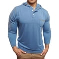 thumbnail image 1 of KHONTS Men's Henley Hooded Shirts Long Sleeve Casual Button up T Shirt Lightweight Pullover Shirt with Pocket Sky Blue XL, 1 of 6
