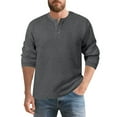 thumbnail image 1 of KHONTS Men's Henley Long Sleeve Plus Size T Shirts Waffle Lightweight T Shirt Thermal Casual Undershirts Dark Gray M, 1 of 7