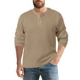 thumbnail image 1 of KHONTS Men's Henley Long Sleeve Plus Size T Shirts Waffle Lightweight T Shirt Thermal Casual Undershirts Khaki XXL, 1 of 6
