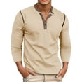 thumbnail image 1 of KHONTS Men's Henley Long Sleeve Shirts Casual Button T-Shirt Classic Basic Cotton Lightweight Stylish Pullover Tees Beige XXXL, 1 of 7