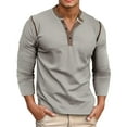 thumbnail image 1 of KHONTS Men's Henley Long Sleeve Shirts Casual Button T-Shirt Classic Basic Cotton Lightweight Stylish Pullover Tees Light Gray XL, 1 of 7