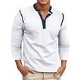 thumbnail image 1 of KHONTS Men's Henley Long Sleeve Shirts Casual Button T-Shirt Classic Basic Cotton Lightweight Stylish Pullover Tees White XXXL, 1 of 7