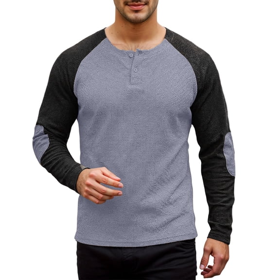 KHONTS Men's Henley Shirt Raglan Long Sleeve T Shirts Casual Lightweight Tops Classic Fashion Tees Grey XXL