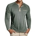 thumbnail image 1 of KHONTS Men's Henley Shirts Long Sleeve Casual T Shirts Basic Classic Vintage Cotton Tee Shirts Button Shirts with Pockets Green XXL, 1 of 7