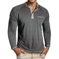thumbnail image 1 of KHONTS Men's Henley Shirts Long Sleeve Casual T Shirts Basic Classic Vintage Cotton Tee Shirts Button Shirts with Pockets Grey XXXL, 1 of 7