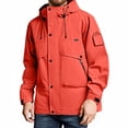 thumbnail image 1 of KHONTS,Men's Hooded Zipper Rain Jackets Oversized Lightweight Waterproof Jackets Travel Long Sleeve Windbreaker Packable Coats Red XL, 1 of 5