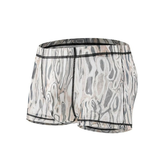 KHONTS Men's Irrational Graphic Printed Breathable Boxer Briefs Underwear Lifting Double Soft Underpants Beige L