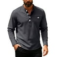 thumbnail image 1 of KHONTS Men's Long Sleeve Henley Shirts Cotton 3-Button Fall Casual T-Shirts Solid Color Soft Basic Tops Grey XXL, 1 of 5