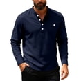 thumbnail image 1 of KHONTS Men's Long Sleeve Henley Shirts Cotton 3-Button Fall Casual T-Shirts Solid Color Soft Basic Tops Navy XXL, 1 of 5
