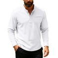 thumbnail image 1 of KHONTS Men's Long Sleeve Henley Shirts Cotton 3-Button Fall Casual T-Shirts Solid Color Soft Basic Tops White XL, 1 of 5
