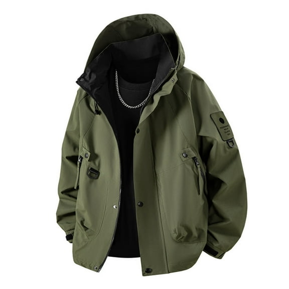 KHONTS,Men's Long Sleeve Oversized Hooded Jackets Full Zip Loose Fit Raincoats Fall and Winter Outdoor Hiking Sports Outwears Mint Green L