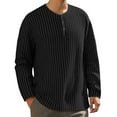 thumbnail image 1 of KHONTS Men's Long Sleeve Waffle Henley Shirts Casual Fall Thermal Shirts Button T-Shirt Black XXXL, 1 of 5