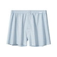 thumbnail image 1 of KHONTS Men's Loose Fitting Underwear Pure Cotton Home Sleepwear Flat Angle Breathable Plus Size Shorts Boxers Briefs Light Blue XL, 1 of 3