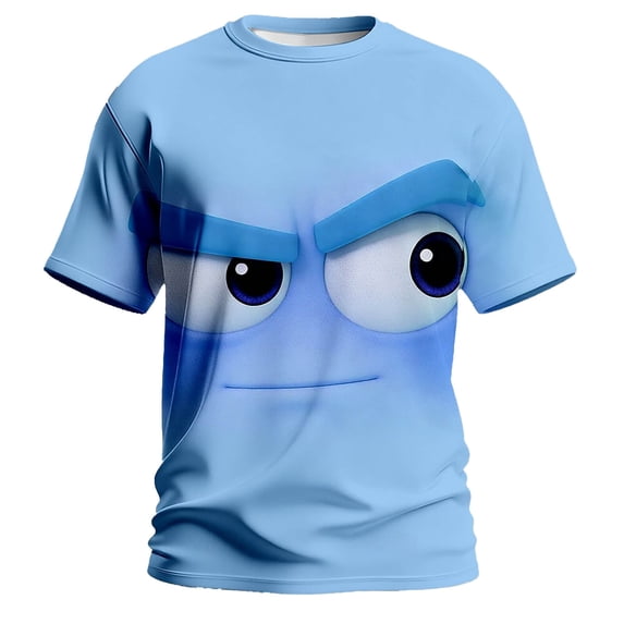 KHONTS Men's Oversize Short Sleeve T Shirts Funny Face Printed Crew Neck Tops Casual Summer Beach Holiday Tees 01-Blue XXXXL
