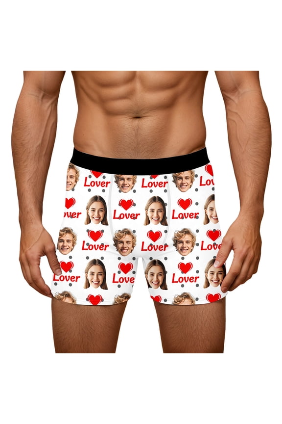 Men's Personalized Boxers Husband Boyfriend Funny Boxers DIY Valentine's Day Birthday for Him White XXL