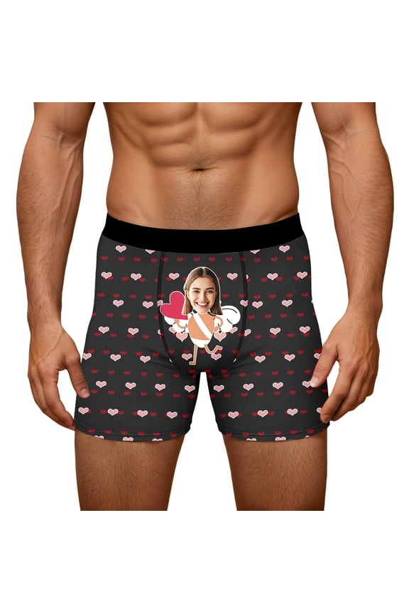Men's Personalized Boxers Husband Boyfriend Funny Boxers Face Photo Custom Valentine's Day Birthday for Him Black XXXL