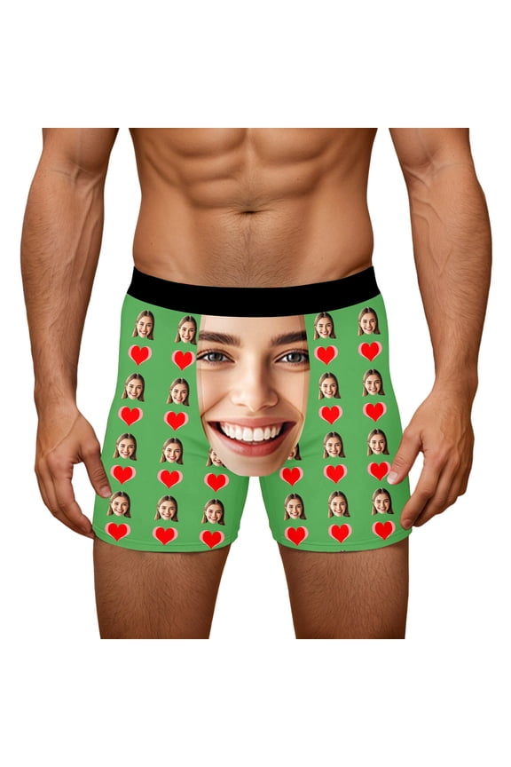 Men's Personalized Boxers Husband Boyfriend Funny Boxers Valentine's Day Birthday for Him Green XL