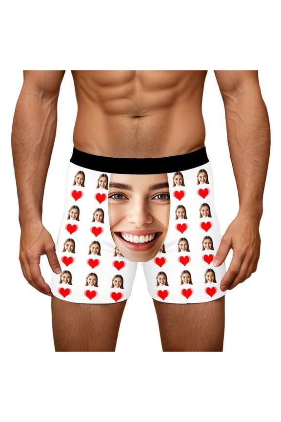 Men's Personalized Boxers Husband Boyfriend Funny Boxers Valentine's Day Birthday for Him White L