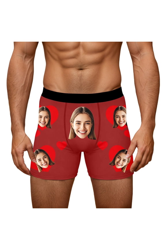 Men's Personalized Boxers Husband Boyfriend Funny Boxers for Men Valentine's Day Birthday for Him Brick Red XL