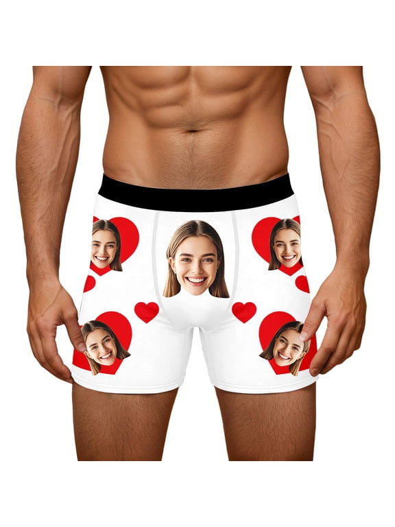 Men's Personalized Boxers Husband Boyfriend Funny Boxers for Men Valentine's Day Birthday for Him White M